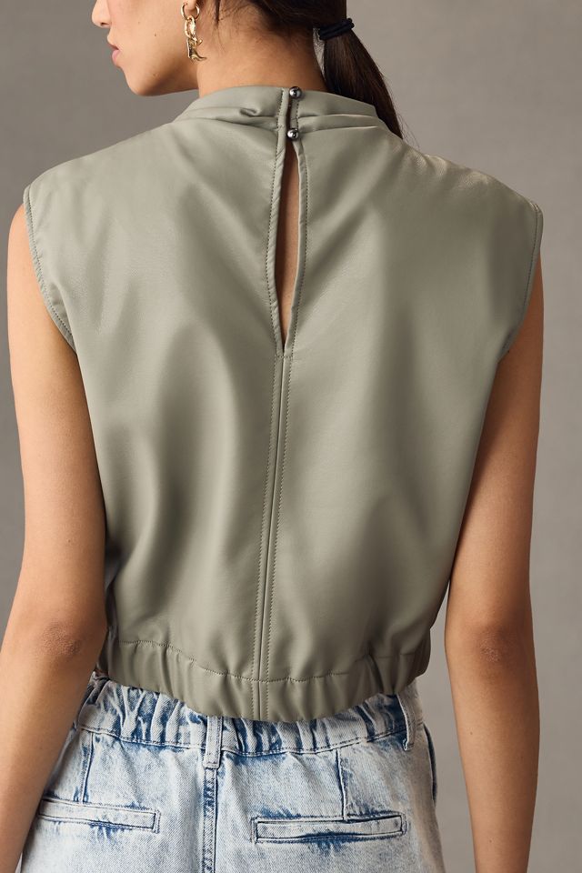 Maeve Faux Leather Cowl-Neck Top #1