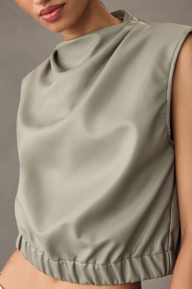 Maeve Faux Leather Cowl-Neck Top #3