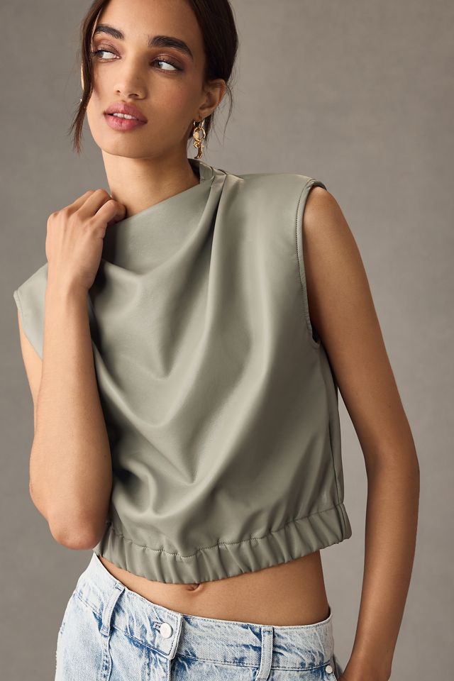 By Anthropologie Faux Leather Top