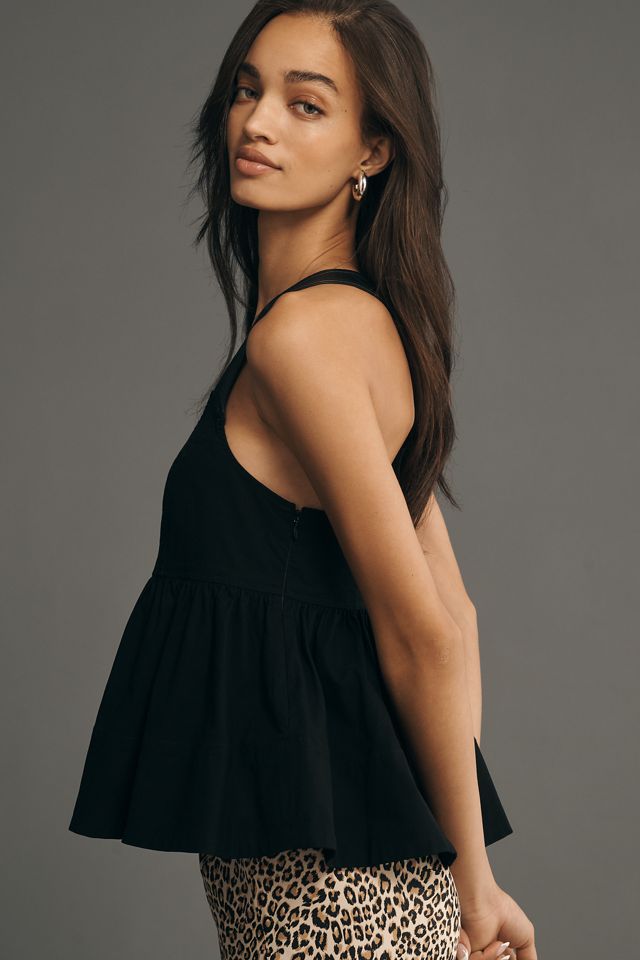 By Anthropologie Buckle Racer Back Babydoll Halter Top #2