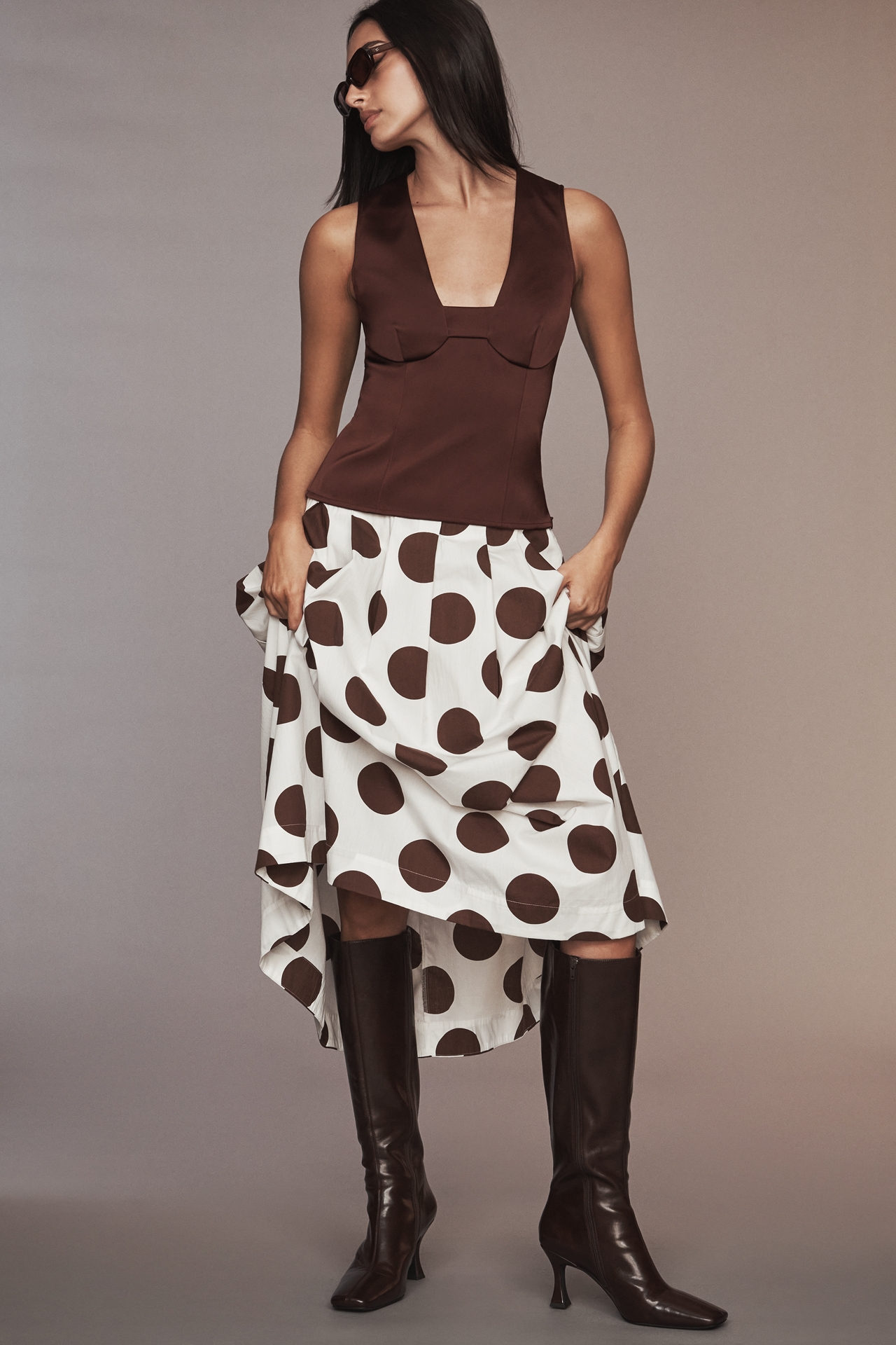Maeve Sleeveless Plunge-Neck Top