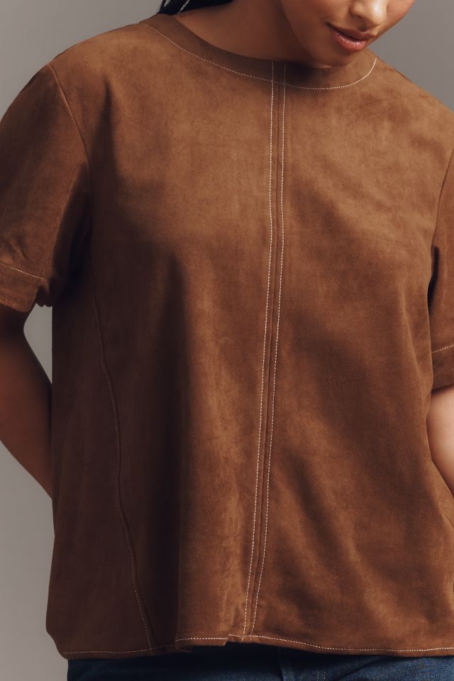 The Emmy Faux-Suede Swing Blouse by Maeve #4