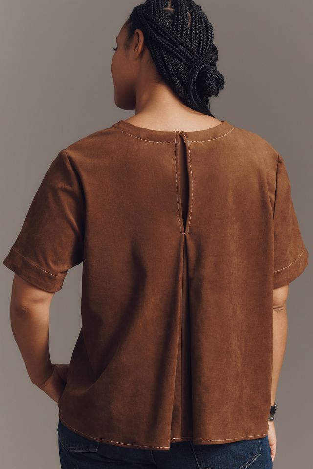 The Emmy Faux-Suede Swing Blouse by Maeve #5