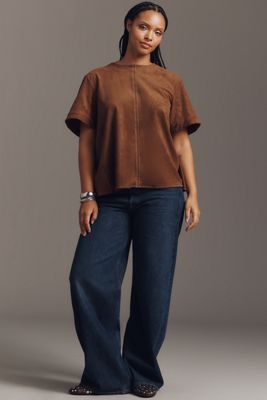 The Emmy Faux-Suede Swing Blouse by Maeve