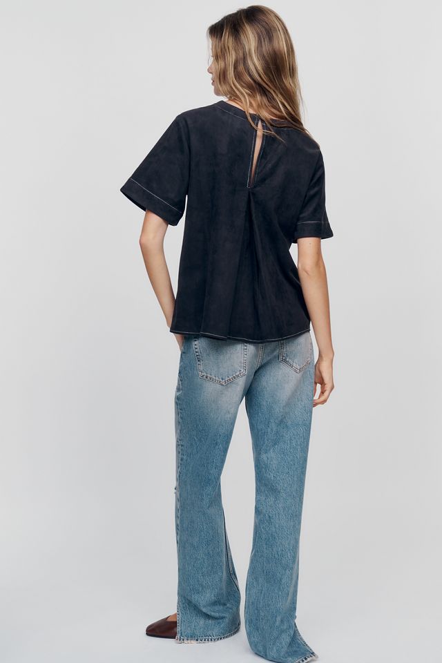 Emmy Faux-Suede Swing Blouse by Maeve #2