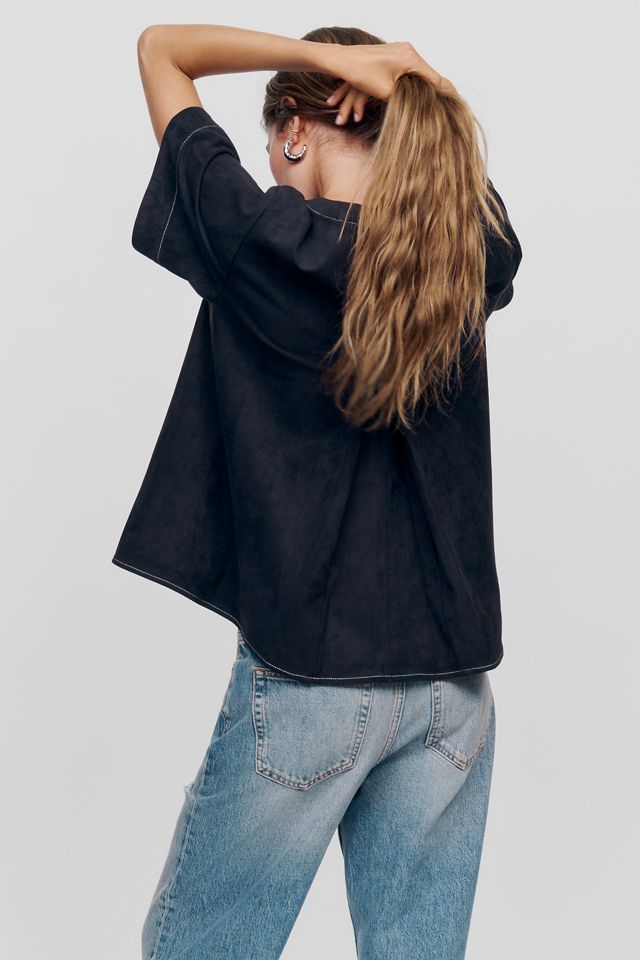 Emmy Faux-Suede Swing Blouse by Maeve #3
