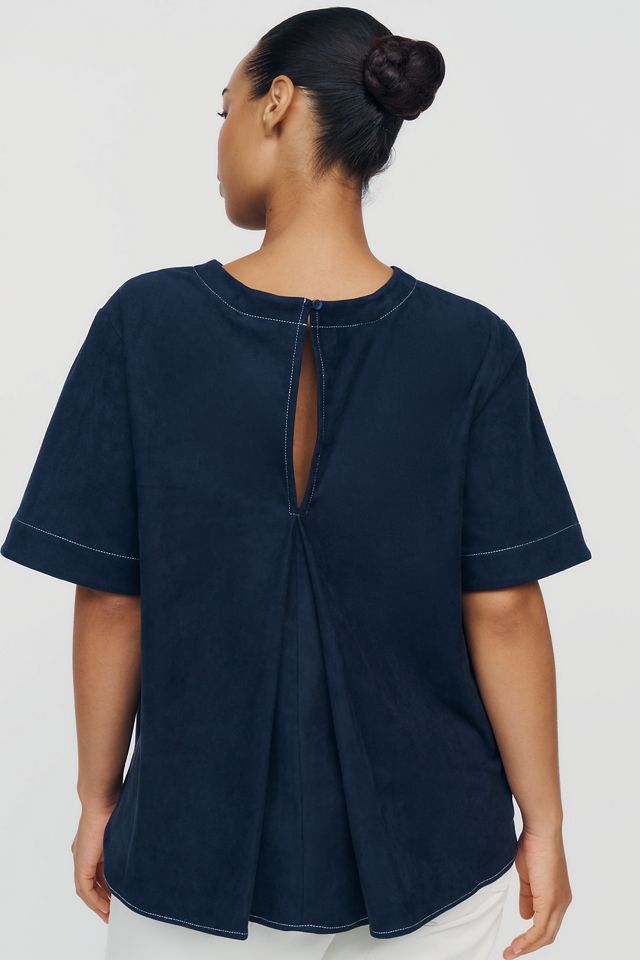 Emmy Faux-Suede Swing Blouse by Maeve #6