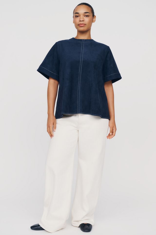 Emmy Faux-Suede Swing Blouse by Maeve #7
