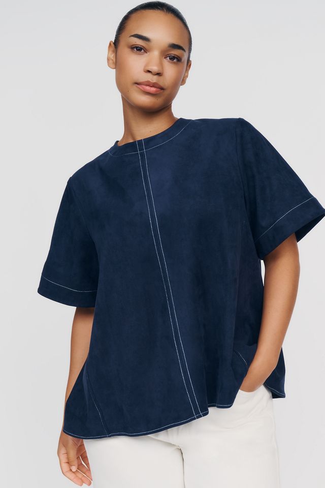 Emmy Faux-Suede Swing Blouse by Maeve #5