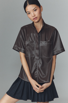The Jeannie Short-Sleeve A-Line Blouse by Maeve