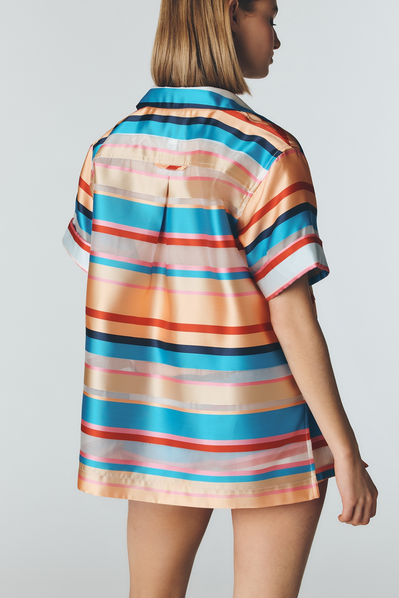 Maeve Oversized Short-Sleeve Buttondown Top