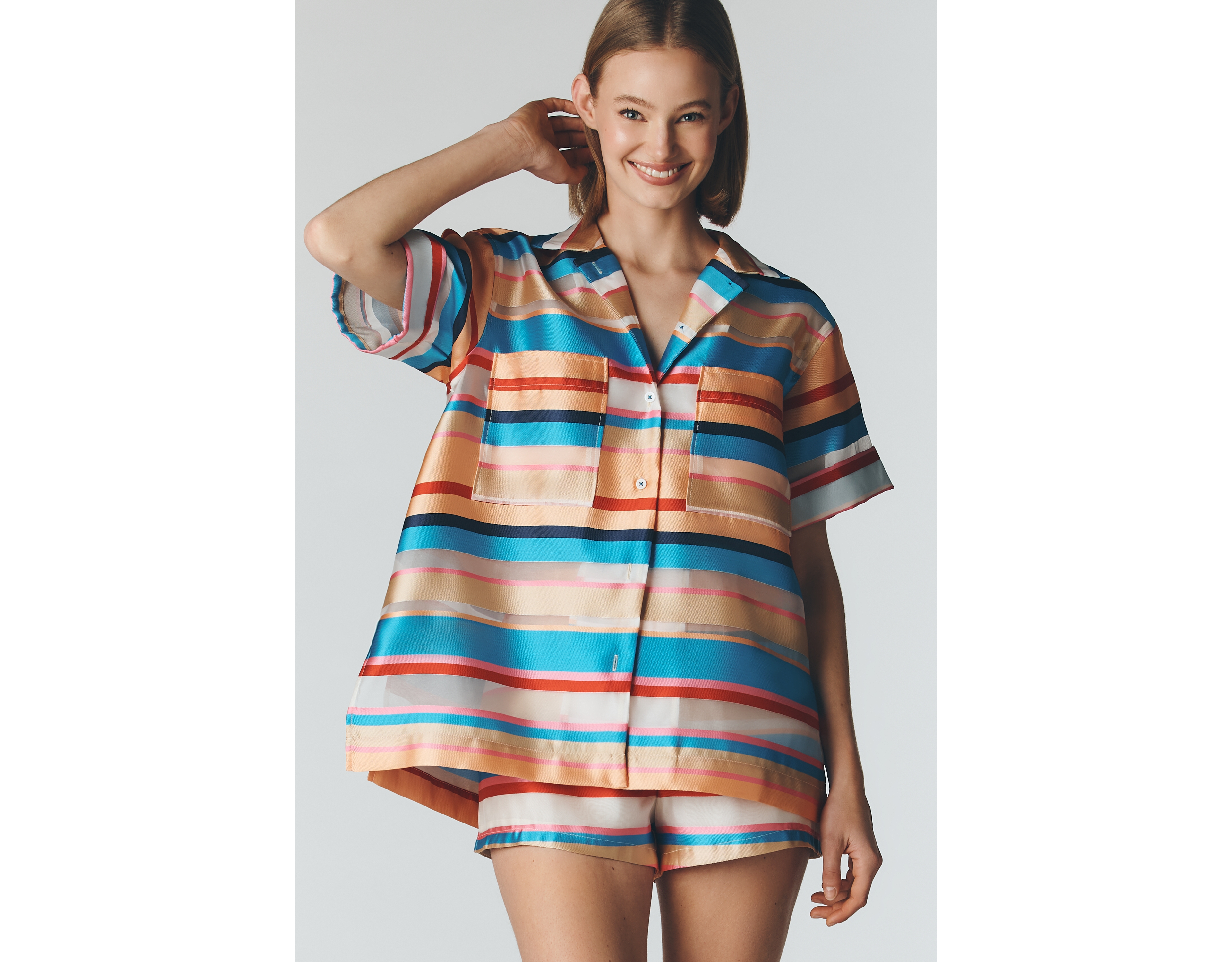 Maeve Oversized Short-Sleeve Buttondown Top