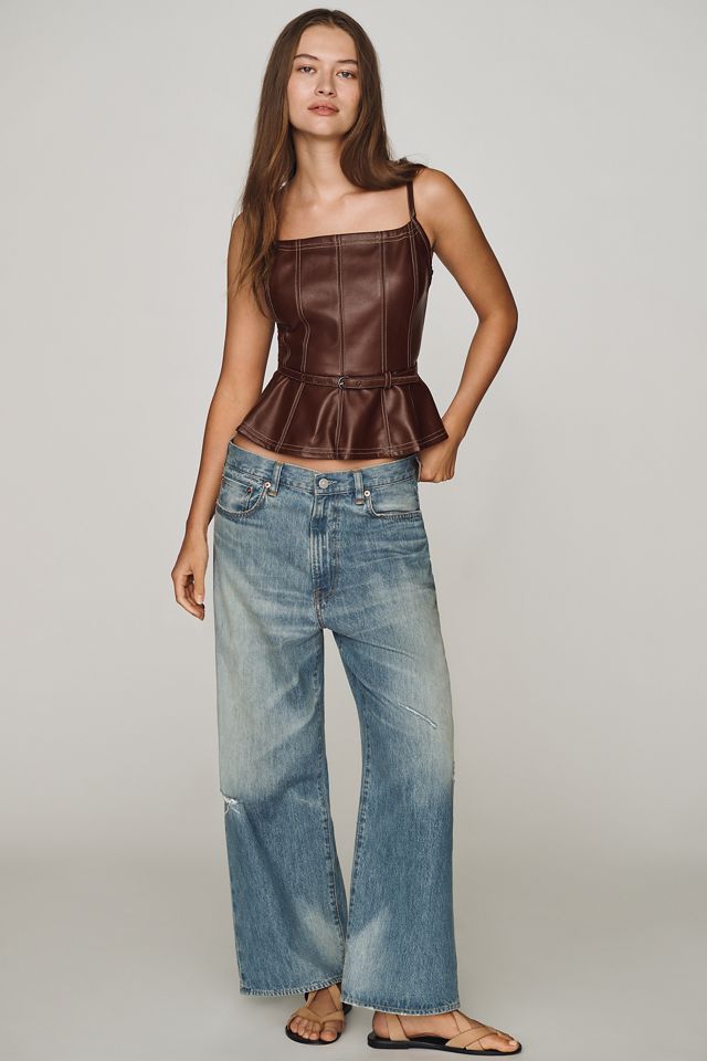 Pilcro Faux-Leather Peplum Tank #1