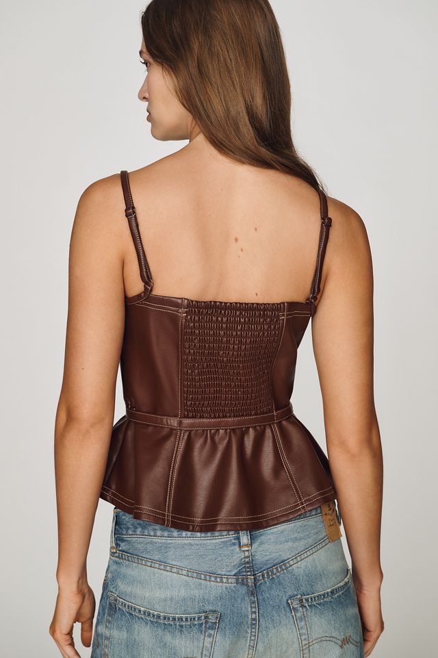 Pilcro Faux-Leather Peplum Tank #3