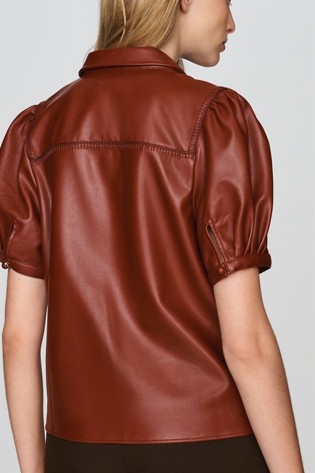 Pilcro Faux-Leather Puff-Sleeve Blouse  #2