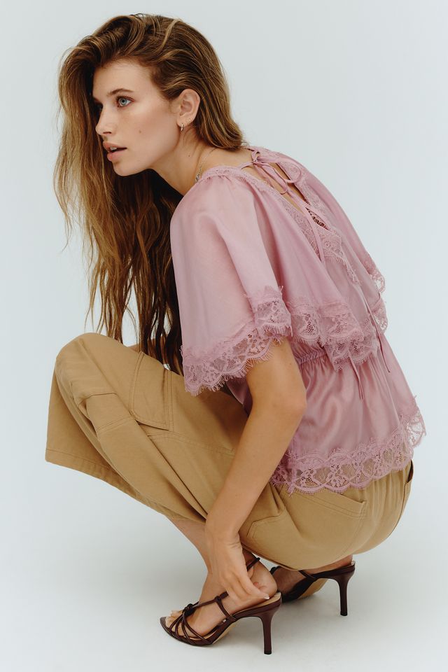 By Anthropologie Silken Lace Blouse #1