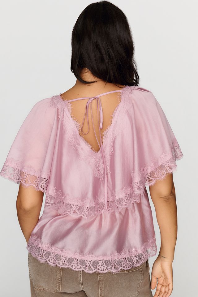 By Anthropologie Silken Lace Blouse #7