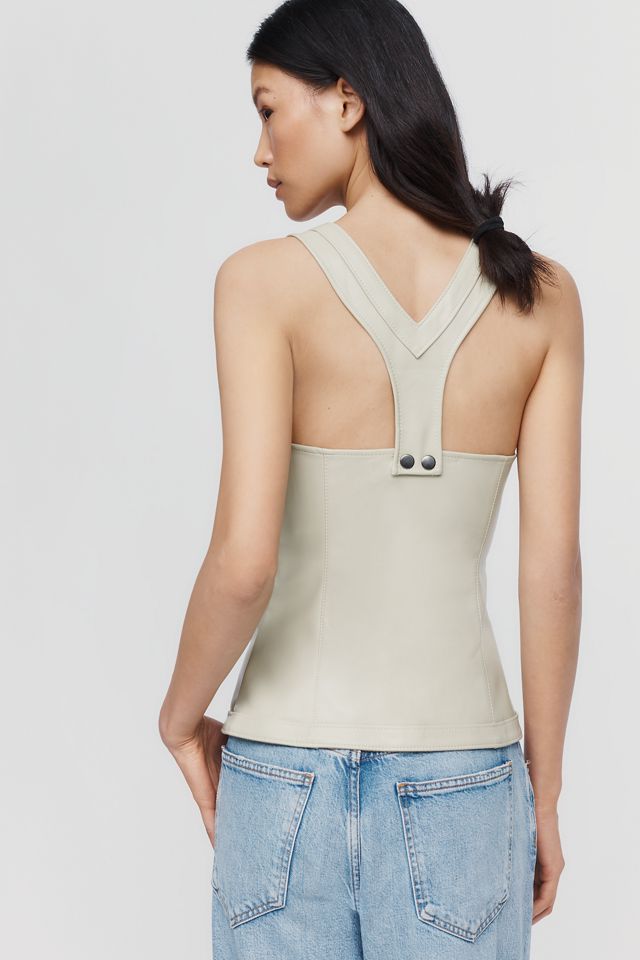 By Anthropologie Faux Leather Buckle Vest #3