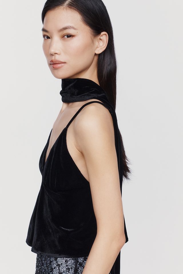 The Clara Scarf-Neck Velvet Cami Top by Maeve #3