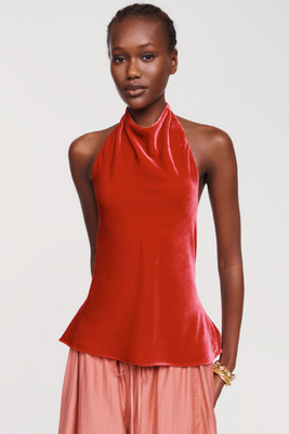 Maeve Jamie Velvet Halter Top by Anthropologie