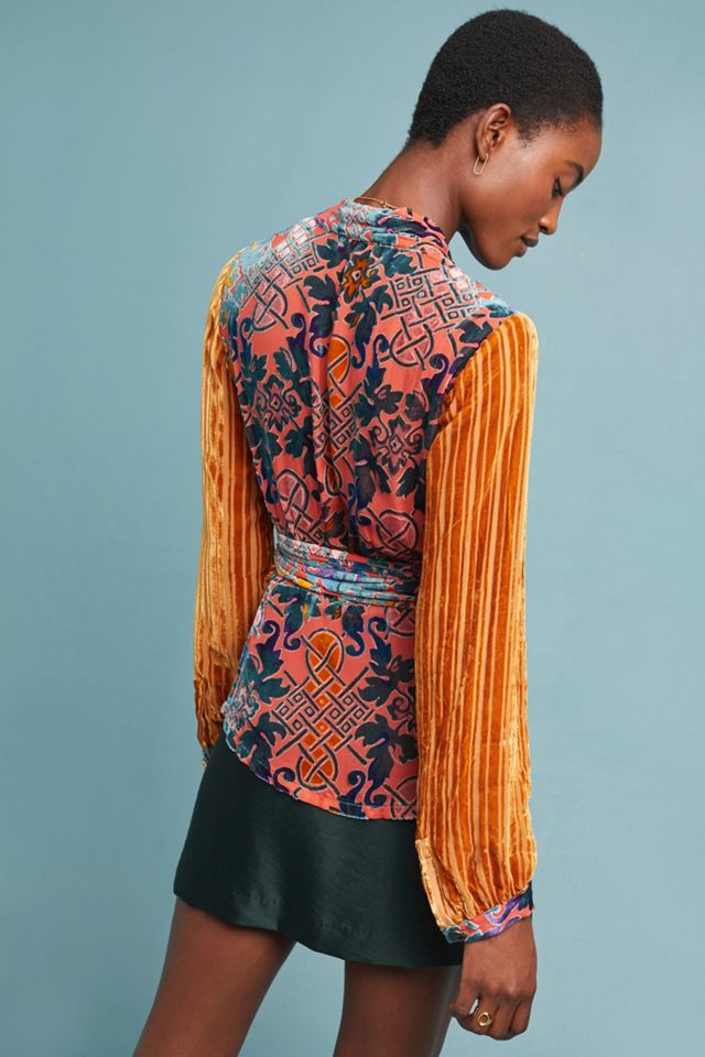 Velvet Patchwork Wrap Top #1
