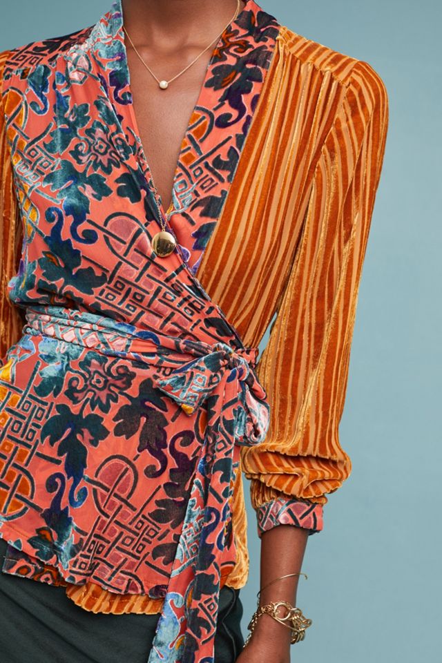 Velvet Patchwork Wrap Top #2