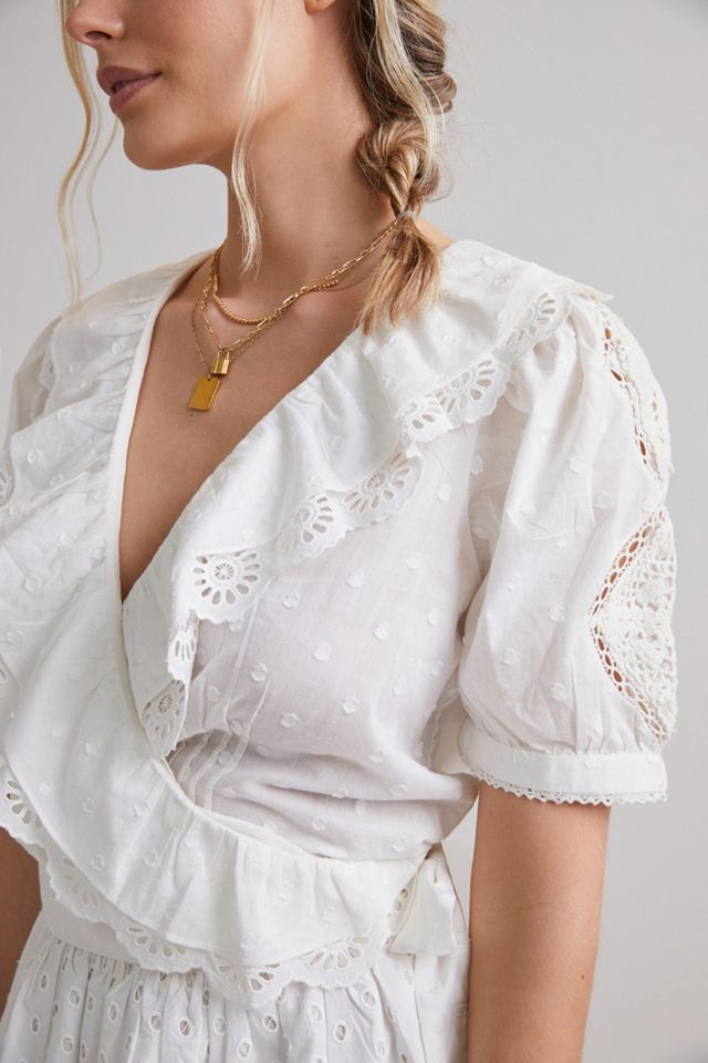 Lacy Ruffled Wrap Blouse #2