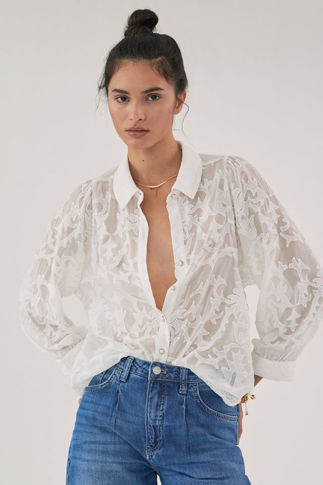 Embroidered Lace Buttondown #5
