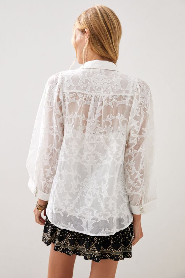 Embroidered Lace Buttondown #3