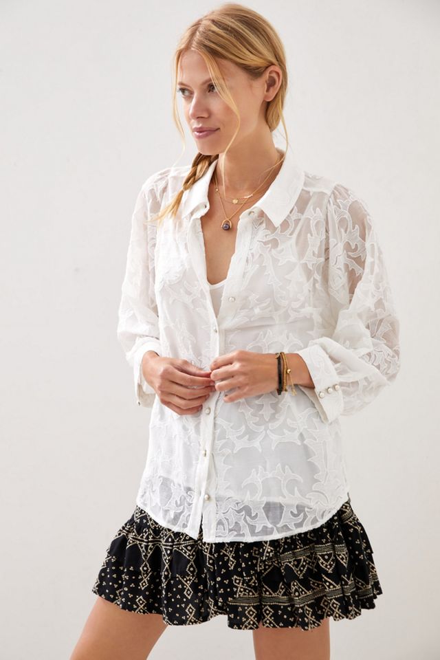 Embroidered Lace Buttondown #4