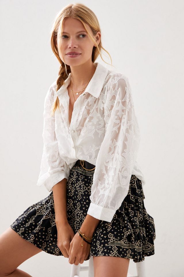 Embroidered Lace Buttondown #1