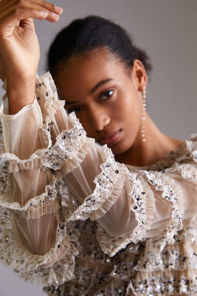 Let Me Be Sequined Tulle Blouse #1