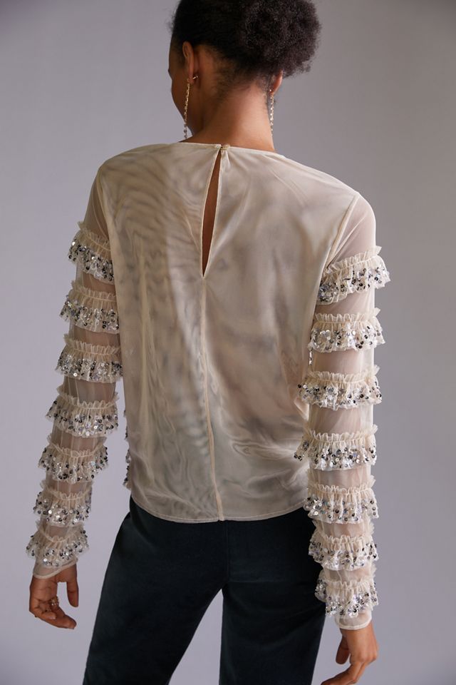 Let Me Be Sequined Tulle Blouse #2