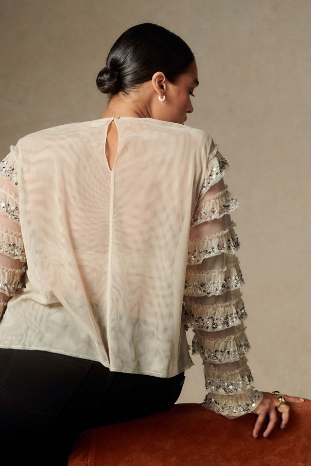 Let Me Be Sequined Tulle Blouse #4
