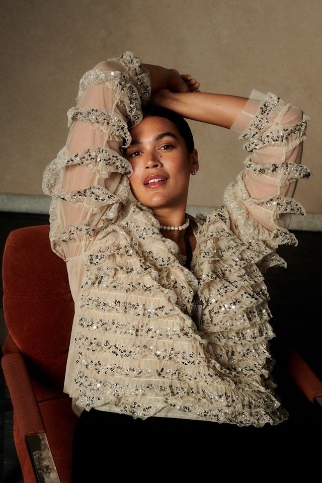 Let Me Be Sequined Tulle Blouse #5