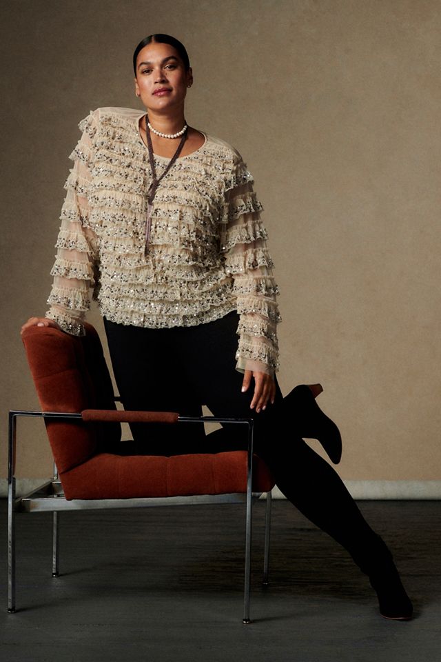 Let Me Be Sequined Tulle Blouse #3