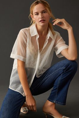 Forever That Girl Sheer Blouse & Lace Camisole Set | Anthropologie