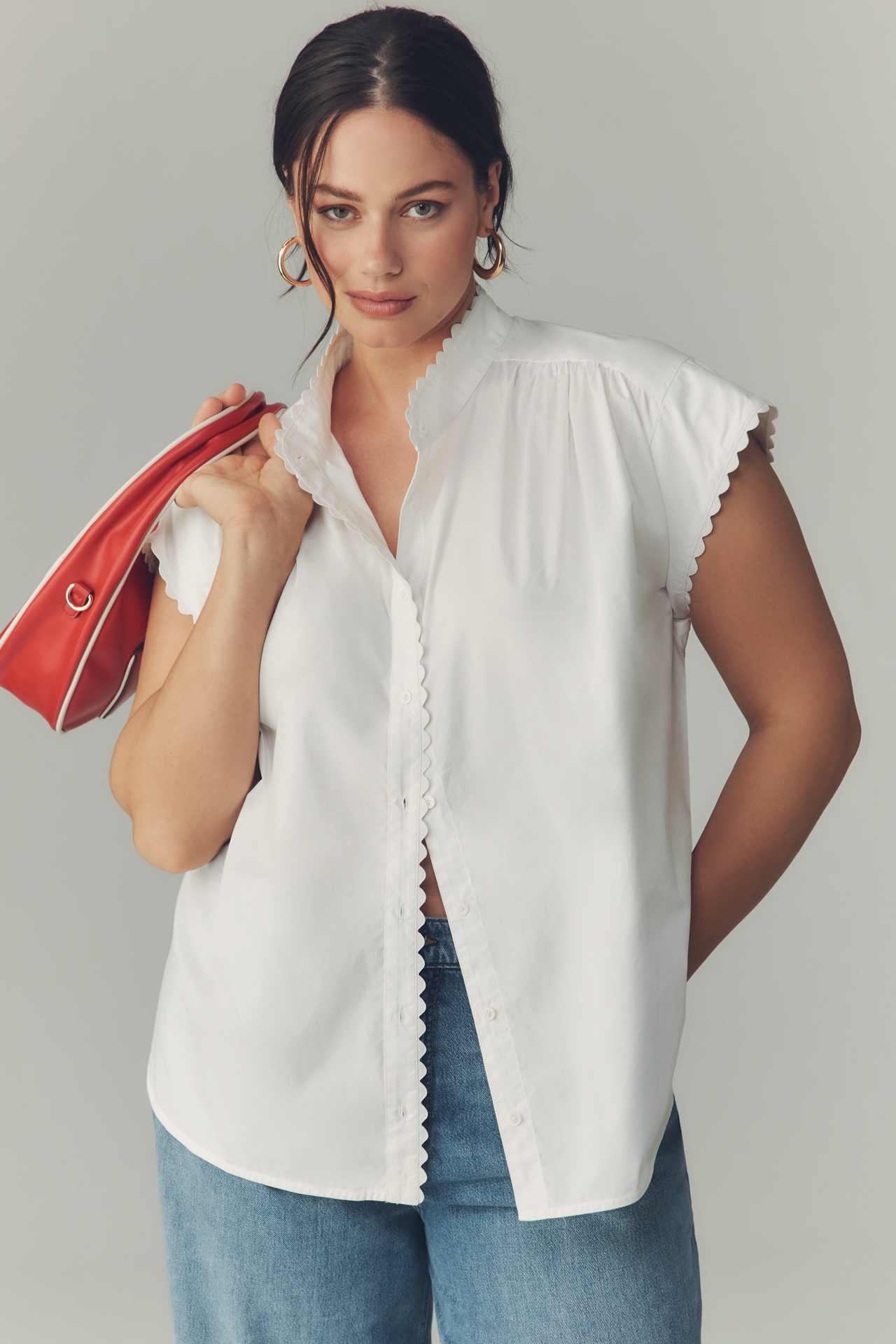 English Factory Short-Sleeve Ruffled Top