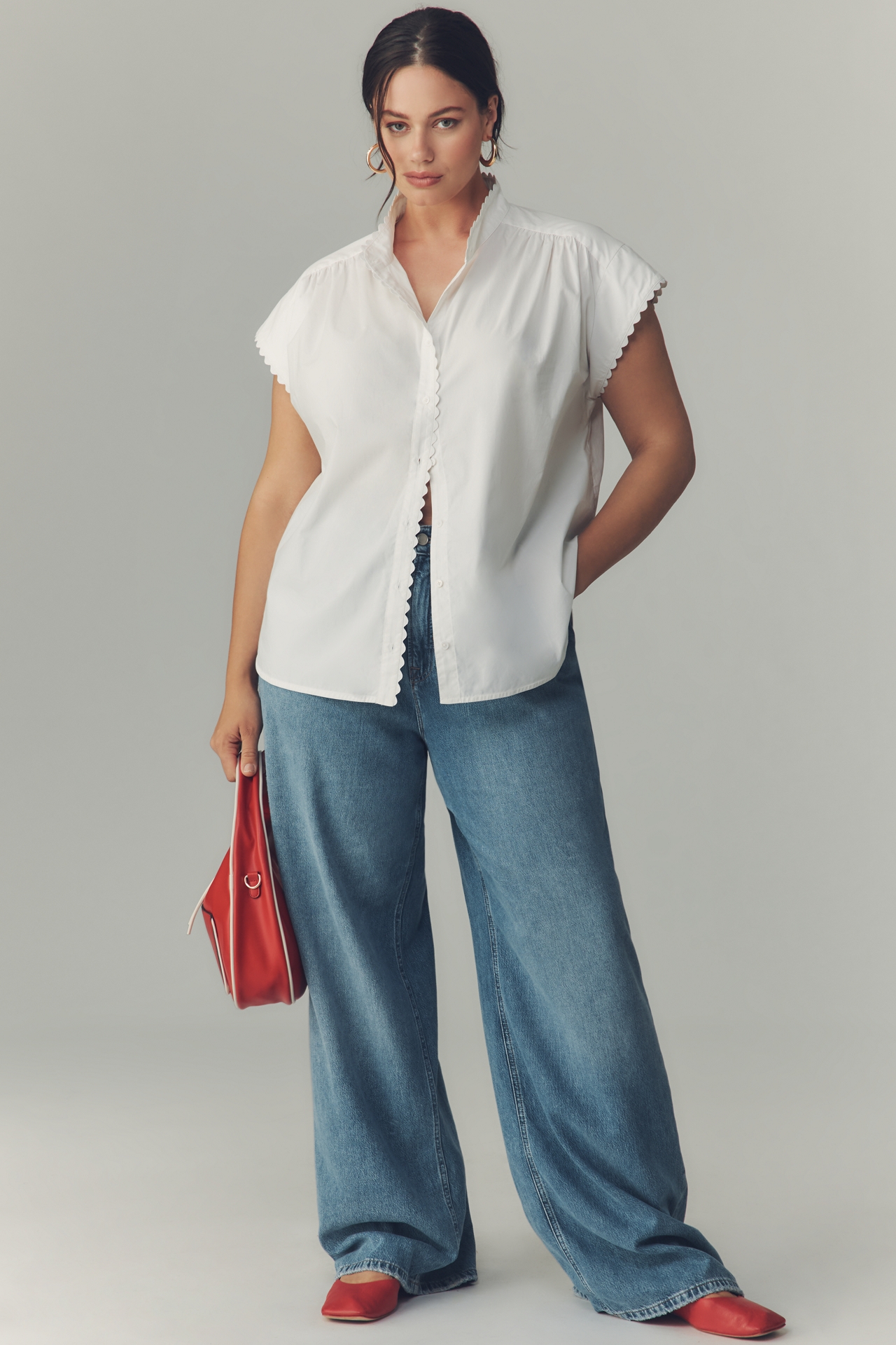 English Factory Short-Sleeve Ruffled Top