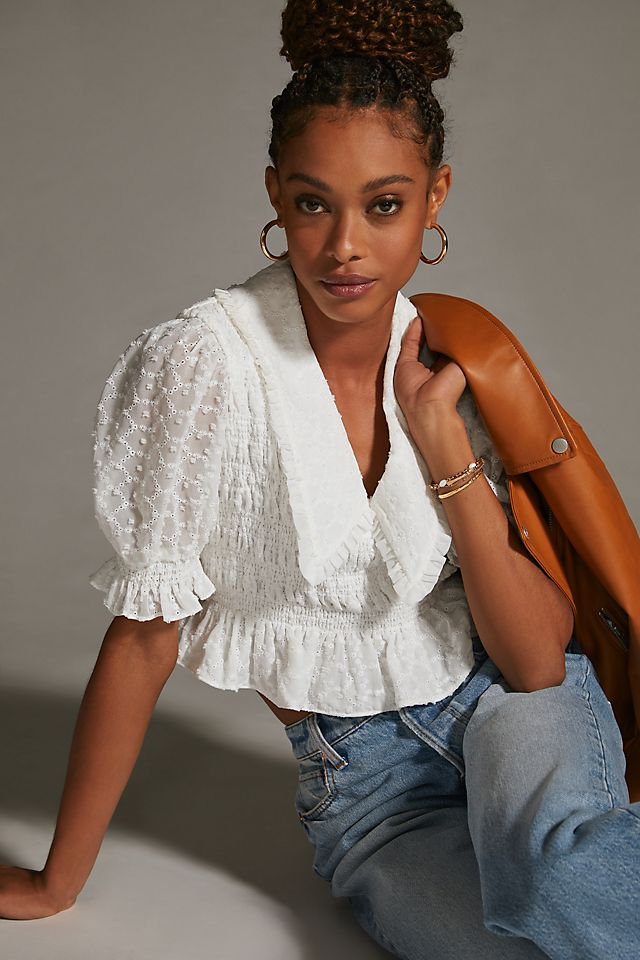 English Factory Puff-Sleeve Blouse | Anthropologie