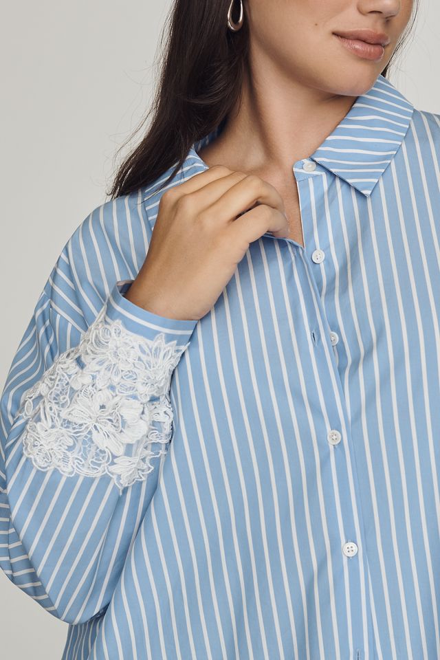 English Factory Lace-Sleeve Buttondown Shirt #2
