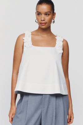 English Factory 100% Cotton 3D Flower Swing Tank by Anthropologie