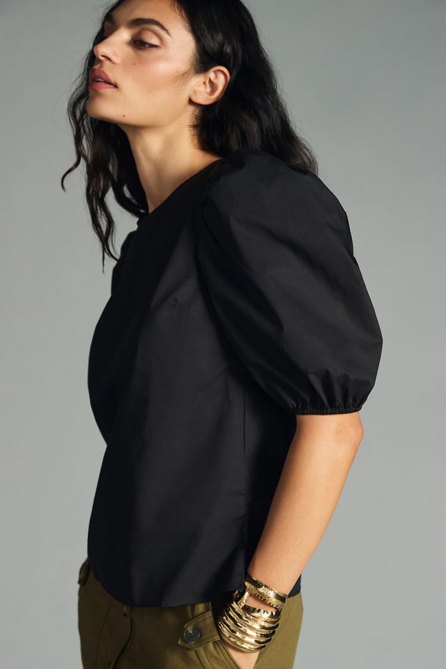 English Factory Poplin Puff-Sleeve Blouse #3