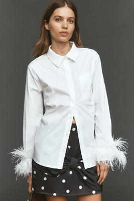 English Factory Faux-Feather Buttondown Shirt product page