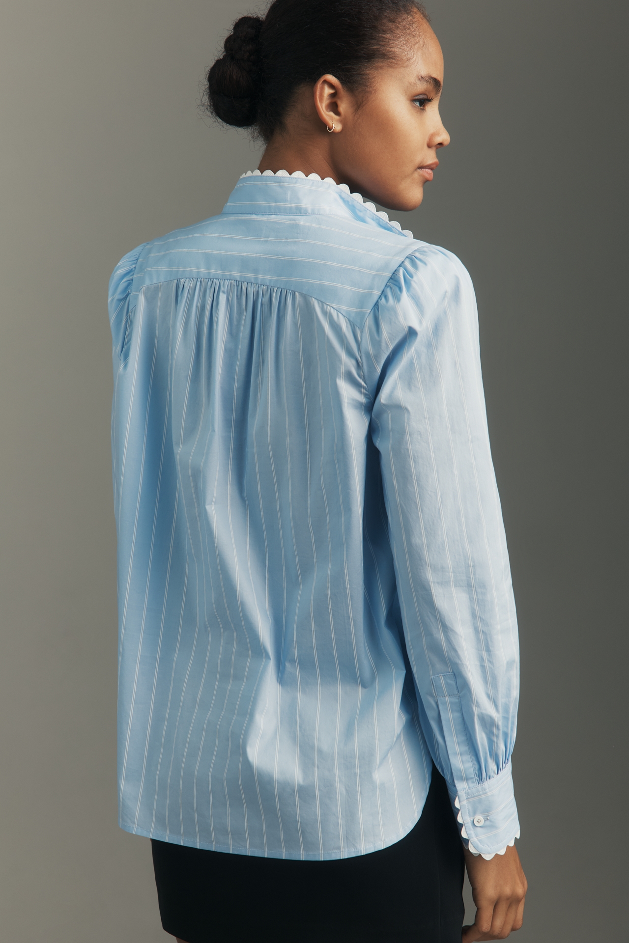 English Factory Long-Sleeve Scallop-Trim Blouse