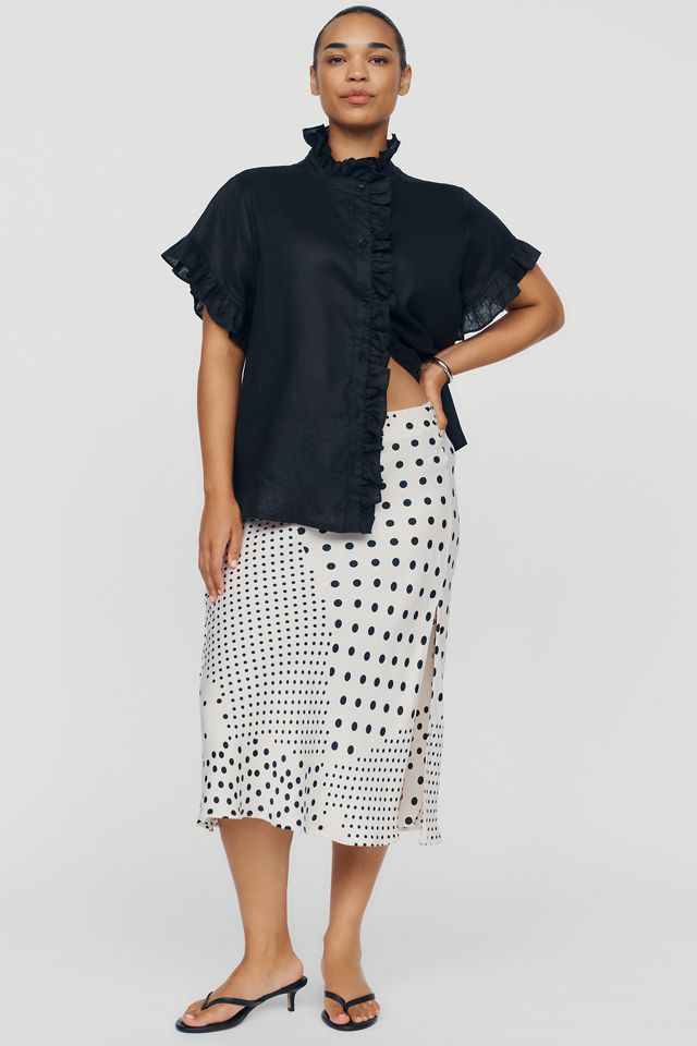 English Factory Linen Blend Ruffle Shirt #2