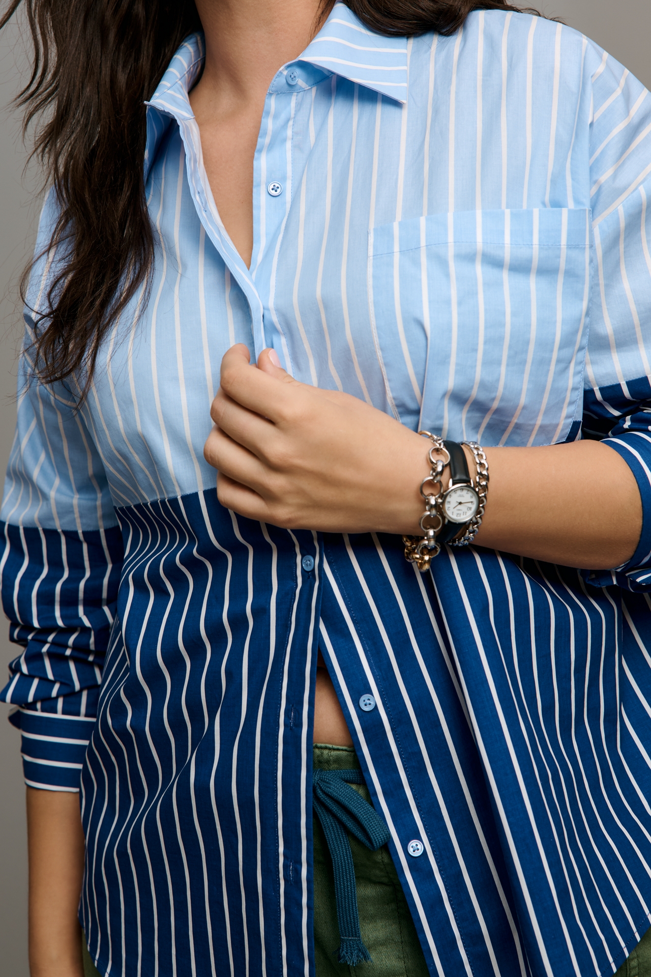 English Factory Colorblock Stripe Shirt