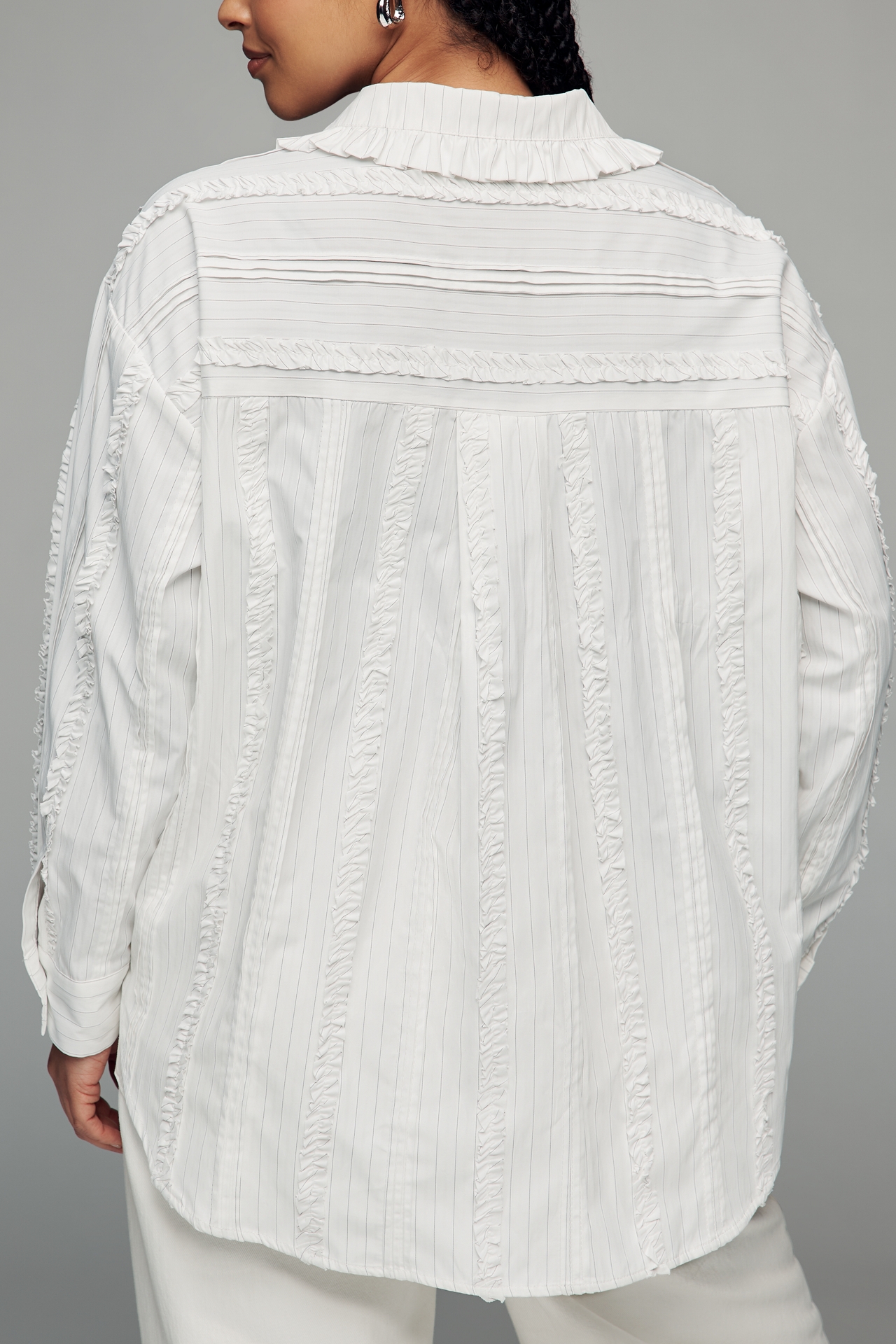 English Factory Pintuck Ruffle Shirt