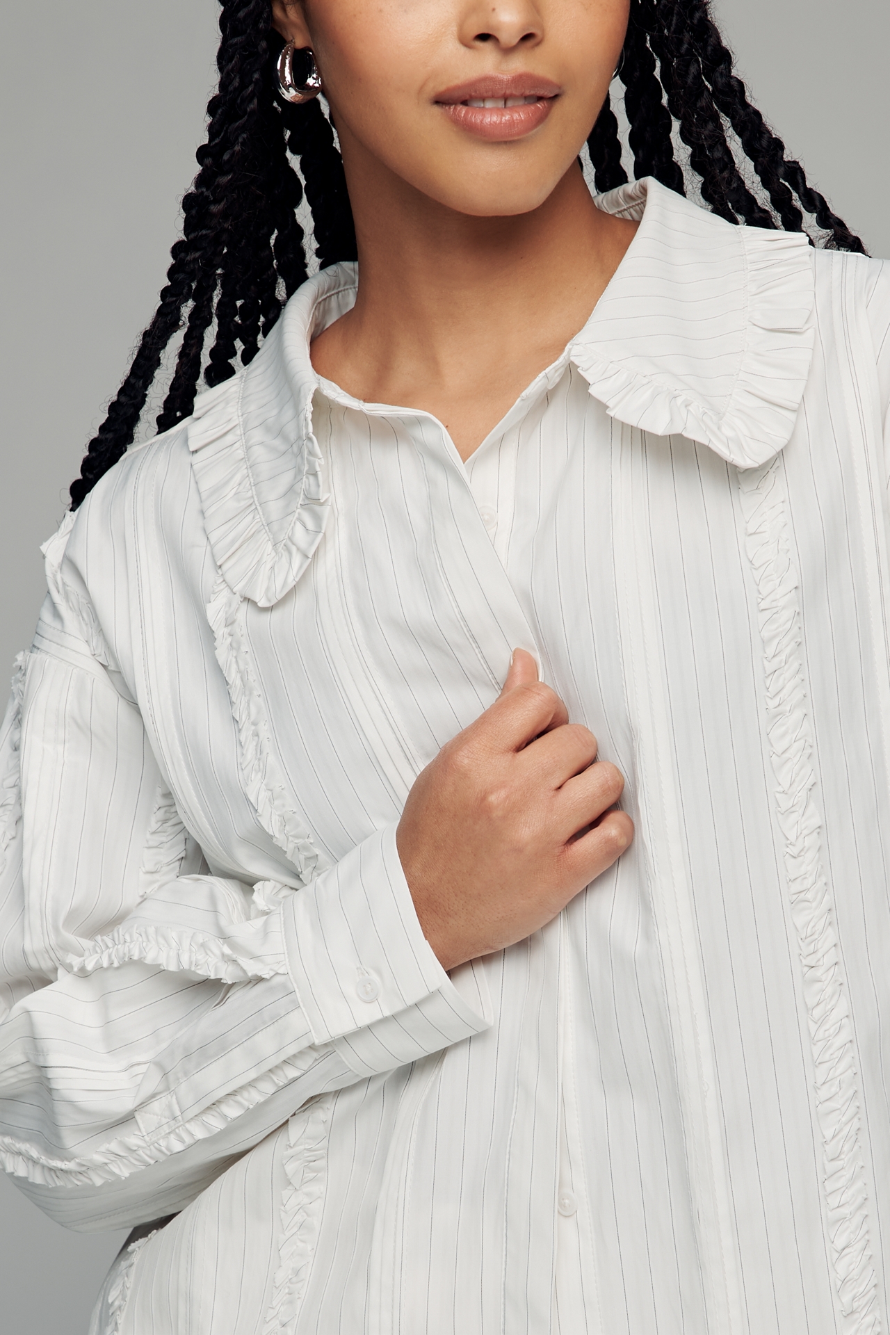 English Factory Pintuck Ruffle Shirt