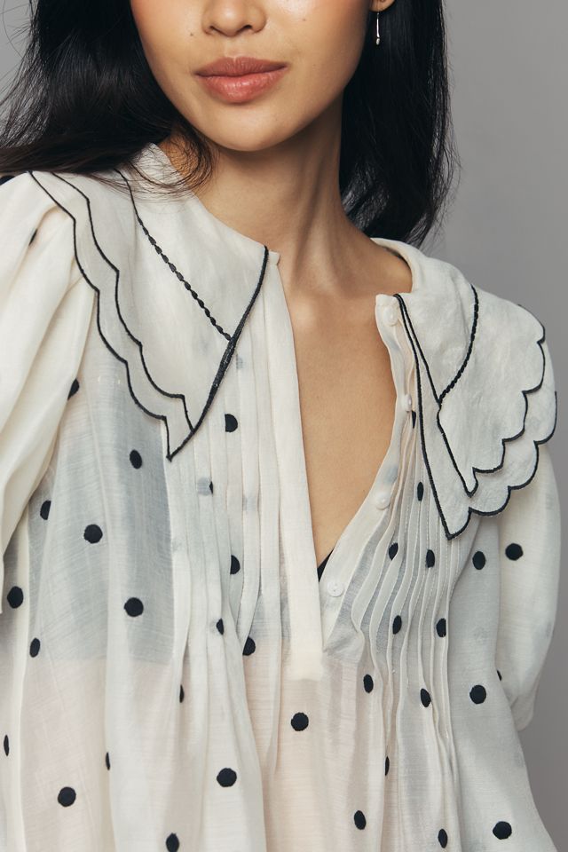English Factory Scalloped Collar Blouse | Anthropologie